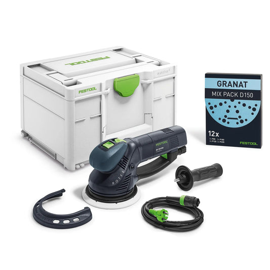 Festool ROTEX RO 150 FEQ-Plus Getriebe-Exzenterschleifer mit Systainer und Granat Pack
