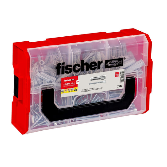 fischer L-BOXX mini SX Plus – 210-teiliges Dübel- und Schraubenset in transparenter Sortierbox