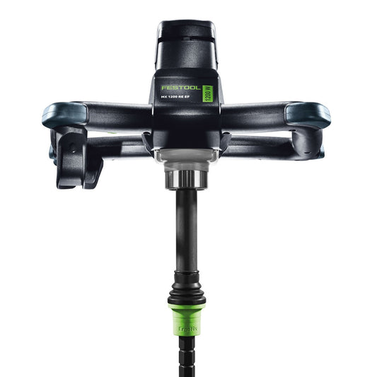 Festool MX 1200 RE EF HS2 Rührwerk Frontansicht mit Rührkorb und ErgoFix-Höhenverstellung