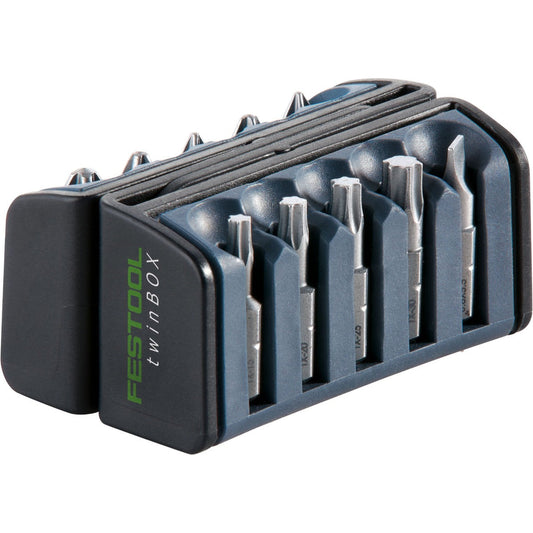 Festool TwinBOX BB-MIX Bitbox mit 10 Bits, 25 mm Bits in kompakter Box mit Softgrip und Clipfunktion