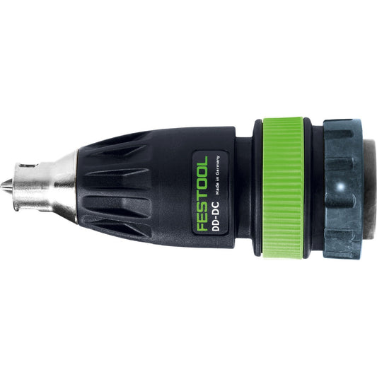 Festool Tiefenanschlag DD-DC mit grünem Tiefenring und Bajonett-Schnellwechsel FastFix-Aufnahme