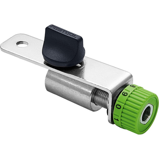 Festool Feineinstellung FE-FS/SZ-OF 1010 mit grüner Skala und Befestigungsplatte zur Präzisionsjustage