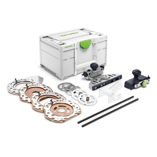 Festool Zubehör-Set ZS-OF 2200 mit Systainer, Kopierringen, Laufsohlen und Führungsadaptern für Oberfräse OF 2200.