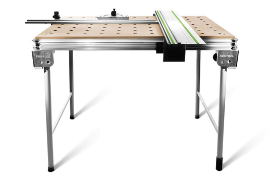 Festool MFT/3 Multifunktionstisch mit Lochplatte, Aluprofil, Führungsschiene und klappbaren Beinen für Werkstatt und