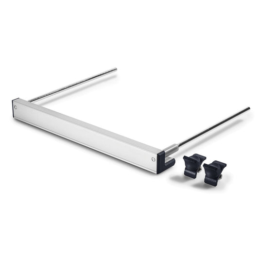 Festool Parallelanschlag PA-TS 55 mit beidseitig geführten Schienen und Anschlagklötzen im Lieferumfang.
