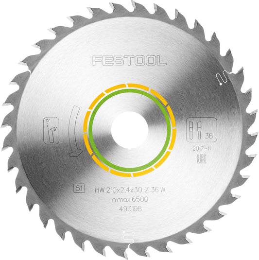 Festool Kreissägeblatt HW 210x2,4x30 Z36 WOOD UNIVERSAL Hartmetall-Sägeblatt Hauptansicht
