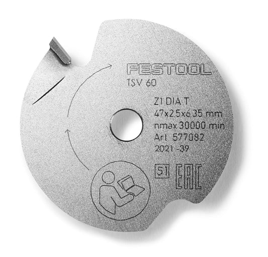 Festool Vorritz-Sägeblatt UNIVERSAL DIA 47x2,5x6,35 T1 mit Diamantschneidezahn, Produktkennzeichnung sichtbar