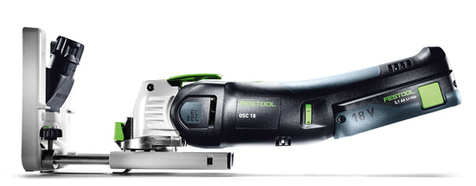Festool OSC 18 Akku-Oszillierer mit Zubehör-Set OSC-AH/TA/AV, Ansetzhilfe und Tiefenanschlag