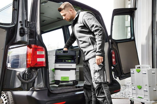 Festool Absaugmobil CLEANTEC CTM MIDI I mobil im Handwerkertransporter mit Systaiern und Zubehör