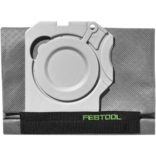 Festool Longlife-Filtersack mit Verschlussschieber in grauem Polyester-Vlies und schwarzem Band