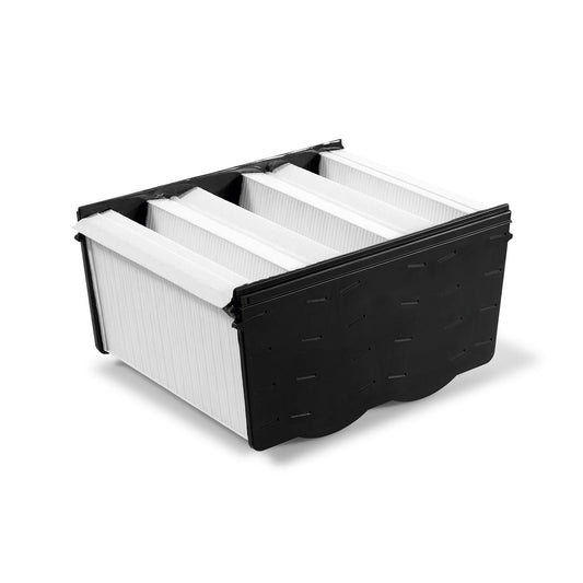 Festool Hauptfilter mit weißen Flachfaltenfiltern und schwarzem Kunststoffgehäuse, Ansicht von oben