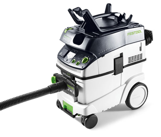Festool Autoclean Absauganlage mit Saugschlauch und Bedienfeld mit grünen Schaltern