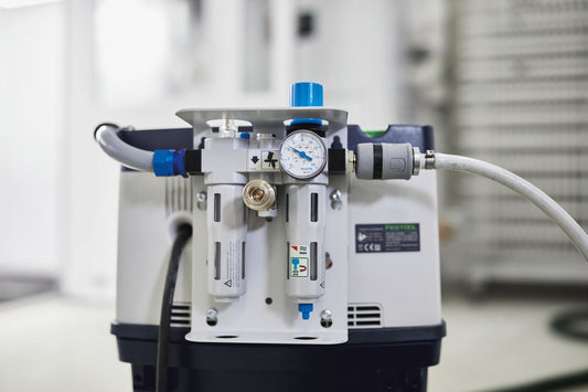 Festool Versorgungseinheit VE-CT Druckregler und Öler mit Manometer und Schnellkupplung Frontansicht