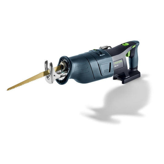Festool RSC 18 EB-Basic Akku-Säbelsäge mit Sägeblatt in Seitenansicht, bürstenloser Motor