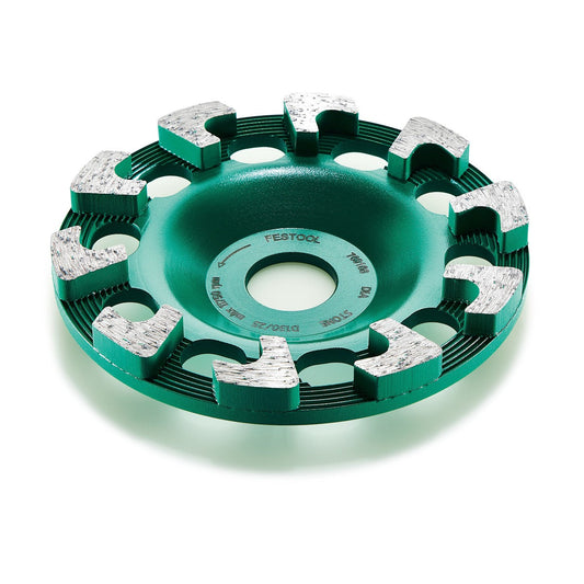 Festool Diamantscheibe mit Diamantsegmenten, grüne Schleifscheibe für RG-Serie Sanierungsschleiffer, Frontansicht.