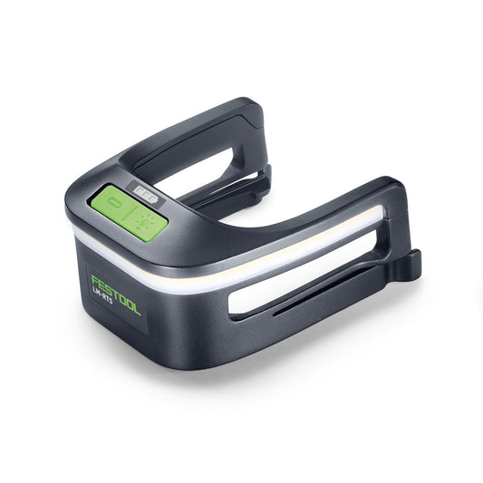Festool Lichtmodul LM-RTS mit grünem Display, LED-Beleuchtung und ergonomischem Griff in Hauptansicht