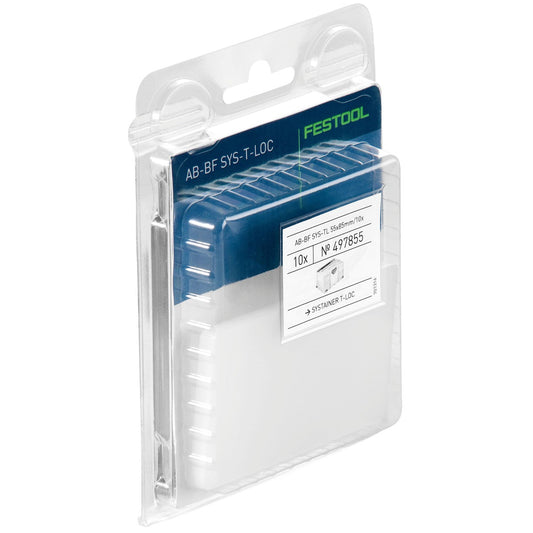 Festool Abdeckung AB-BF SYS TL 55x85mm, 10er Set in transparenter Verpackung mit Systainer-Beschriftungsfeld