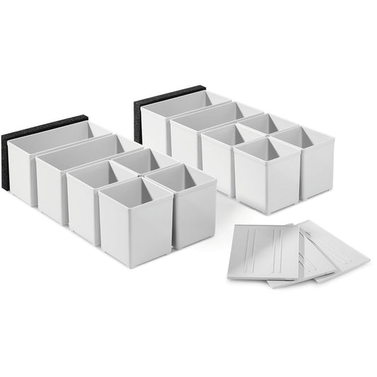 Festool Einsatzboxen Set mit 8 kleinen und 4 mittleren Boxen, Fachteilern und Sicherungspolstern für SYSTAINER.