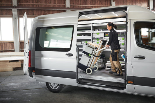 Festool Systainer³ SYS3 L 137 Transport und Lagerung in Handwerkerwagen mit gekoppelten Behältern