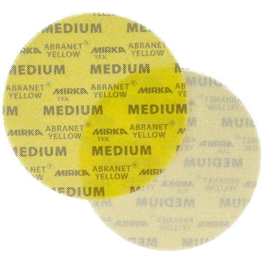 Mirka Abranet Yellow Schleifgitterscheibe Ø 225 mm, Körnung medium, Vorder- und Rückreite