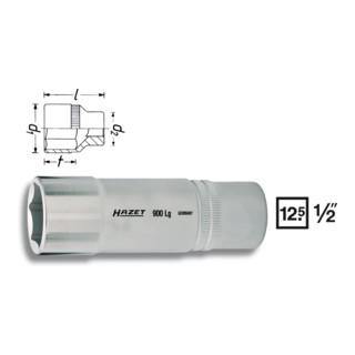 HAZET 6-Kant-Steckschlüssel-Einsatz 900LG-13, 13mm, verchromt, 1/2 Zoll Vierkant mit Technzeichnung